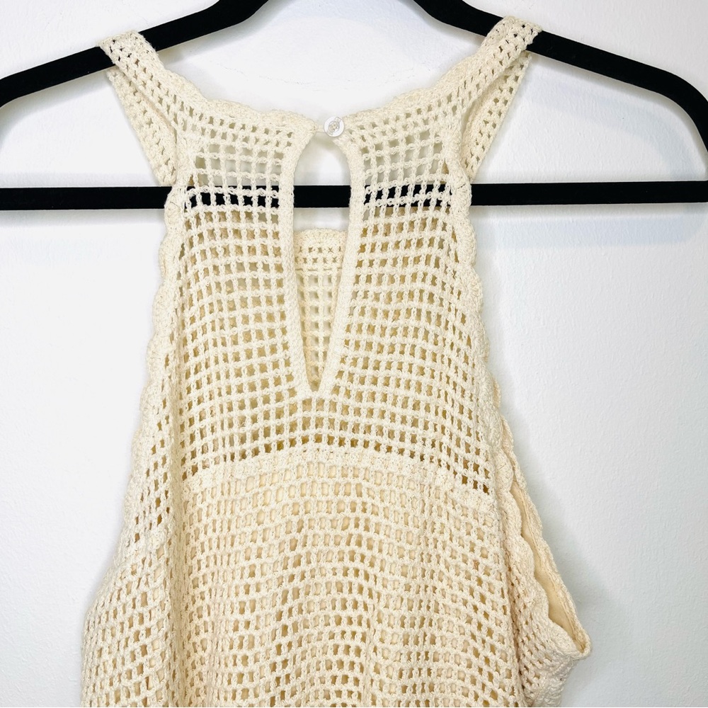 Anthropologie Crochet Halter Sweater Tank Top Cream Color Size Medium - Picture 6 of 12